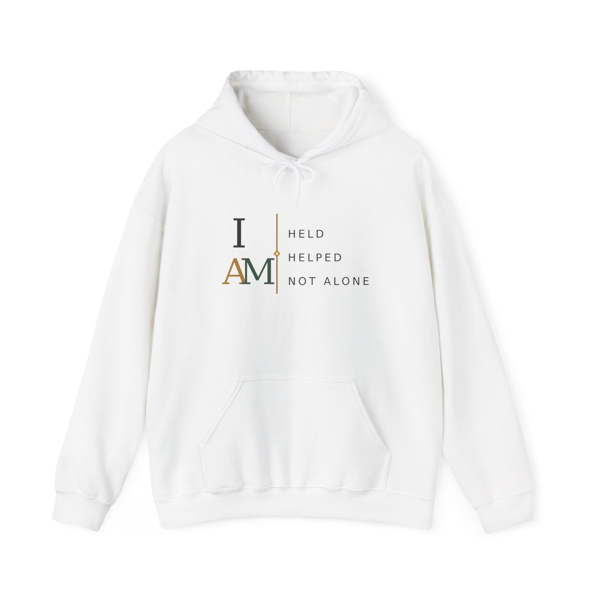 I Am Held Hoodie White "I Am Held" Christian faith hoodie, unisex